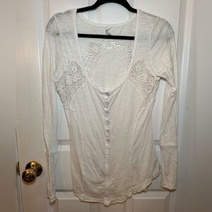 Free People Long-sleeve Blouse with Cutout Detailing